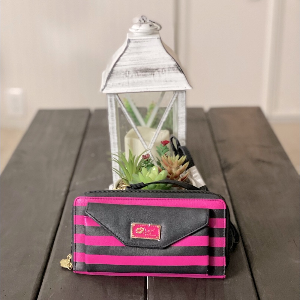 Betsey Johnson Striped Crossbody Wallet